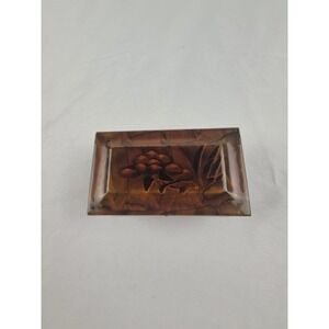 Vintage Lacquered Wood Jewelry Box Floral Trinket Keepsake Chest Brass Latch